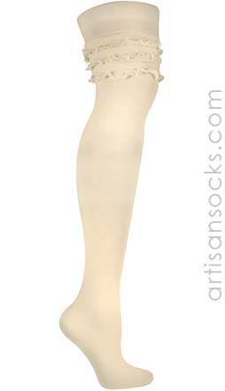 Ruffle Top OTK-Ruffled Socks in an Ivory / Cream Color
