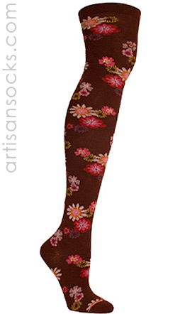 Ozone China Bordeaux Flower Print Socks (OTK)