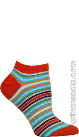 Ozone Pop Stripes Ankle Socks - Red