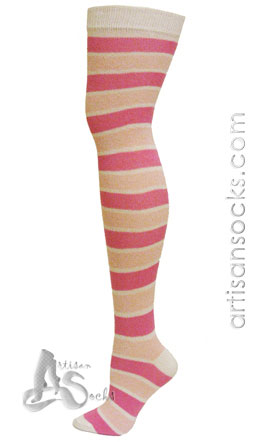 RocknSocks Venus Pink Cotton Striped Over the Knee Socks (OTK)
