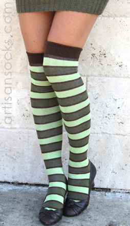 RocknSocks Green Stripes Socks - Striped OTKs