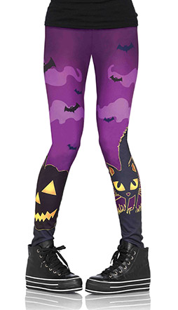 Purple & Black Cat Leggings