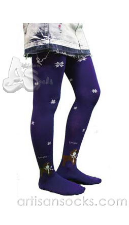 Scolar Japanese Stockings - Doggy Tights - Purple Tights