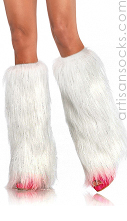 Furry Leg Warmers with Lurex Metallic Accents