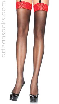 Sheer Black Lace Thigh Hi Stockings