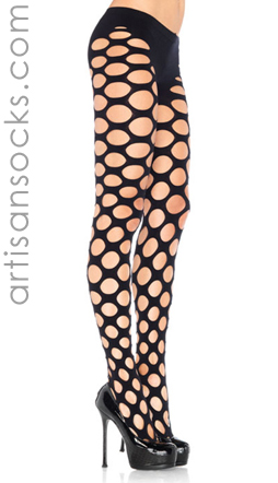 Black Tights with Geometric Print Cut Outs
