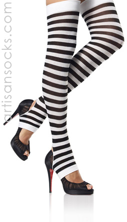 Sexy Striped Stirrup Thigh High Stockings