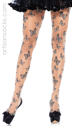 Sheer Butterfly Pantyhose