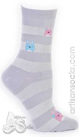 Sock It To Me Bunny Friends Striped Cotton Crew Socks