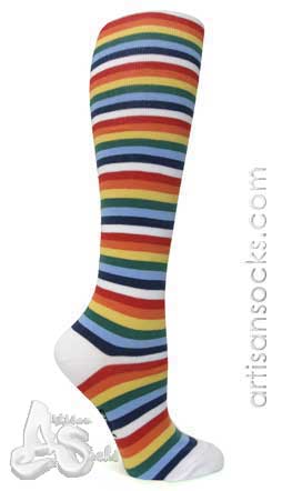 Sock It To Me Rainbow Striped Cotton Knee High Socks