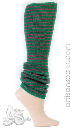 Sock It To Me Women's Green / Pink Striped Leg Warmer