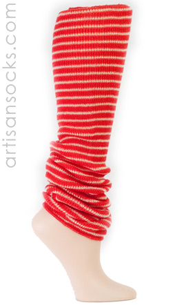 Women's Leg Warmer with Red and Yellow Stripes