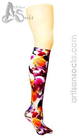 Violet Love Spoil Me Flower Print Knee High Trouser Socks
