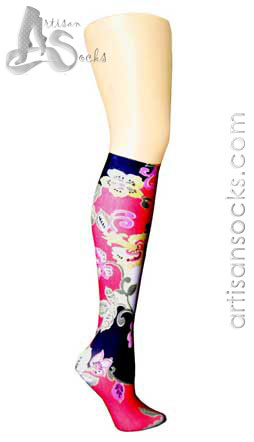 Violet Love Sweet Melon Floral Print Knee High Socks
