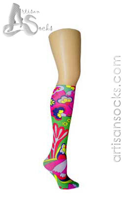 Violet Love Rainbow Bright Floral Knee High Socks