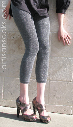 Charcoal / Silver Glitter Footless Sweater Leggings