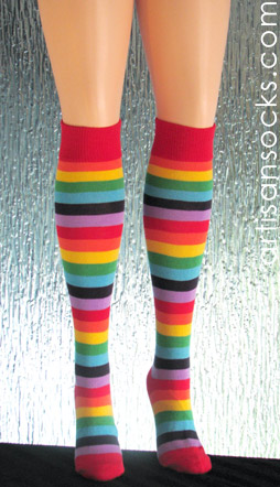 Rainbow Striped Knee High Socks