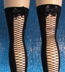 Black Thigh High Stockings with Fishnet Accent