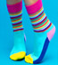 Happy Socks Aqua Multi Color Striped Crew Socks