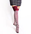Striped OTK Socks / Thigh Highs - DARK RED & WHITE