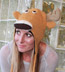 Wool and Fleece Animal Hat: Moose Beanie with Ear Flaps