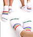 Pride Socks - Striped Footie Socks with Rainbows