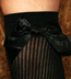 Ribbed Thigh Highs- Black Tights with  Bow