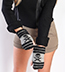 Wool Arm Warmers with Skulls and Stripes - Gray