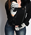 Wool Arm Warmers with Skulls and Stripes - Black