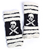 Wool Arm Warmers with Skulls and Stripes - Black
