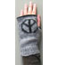 Fleece Lined Peace Sign Gray Wool Fingerless Glove