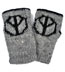Fleece Lined Peace Sign Gray Wool Fingerless Glove